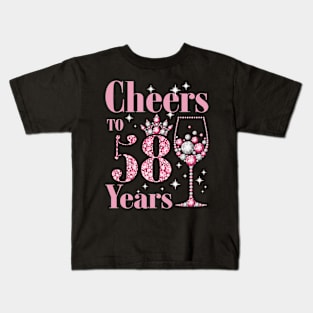 Cheers to 58 Years 1964 58Th Birthday Kids T-Shirt